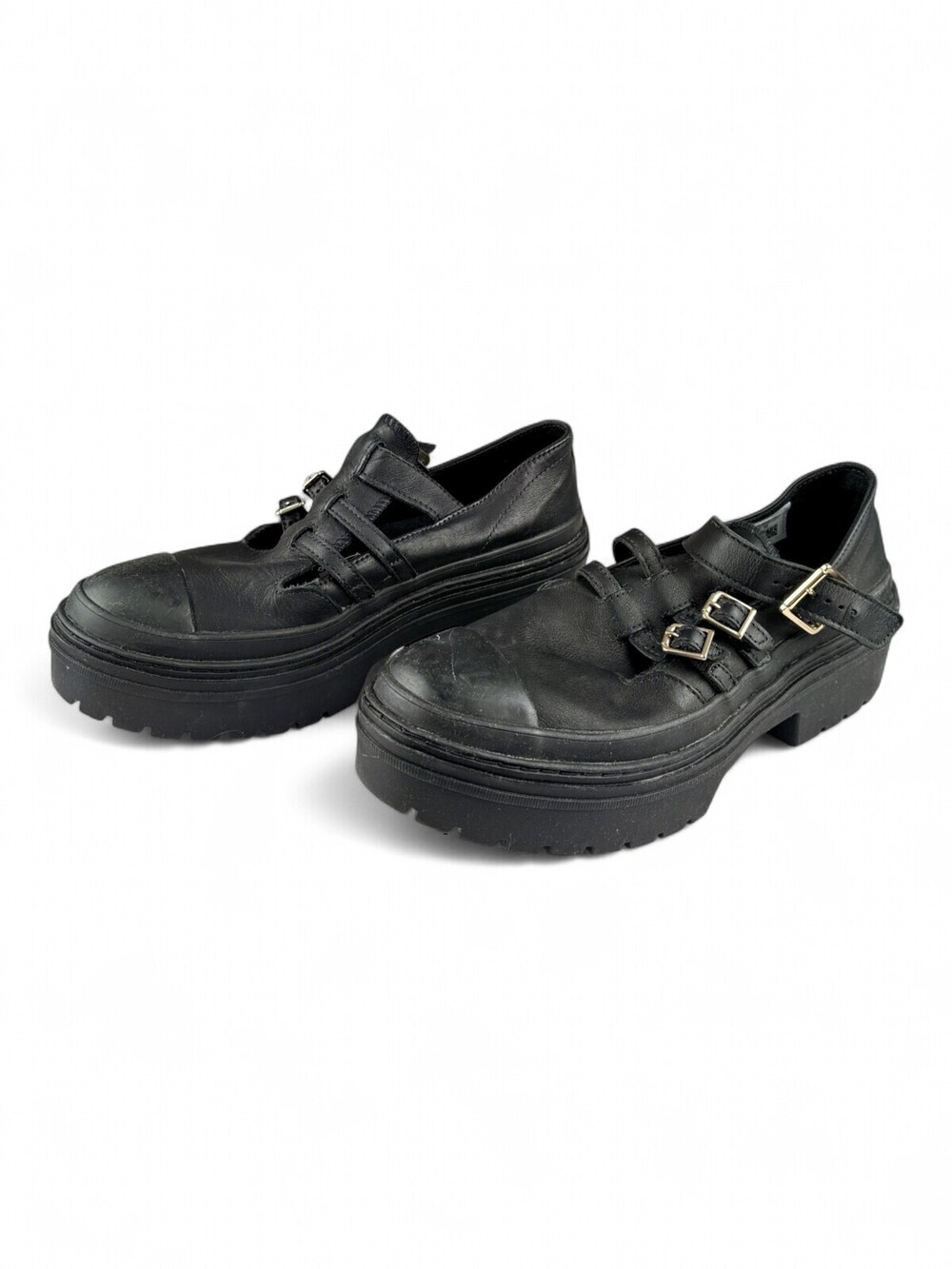 Converse Women Leather Platform Mary Jane Buckle Shoes 9.5